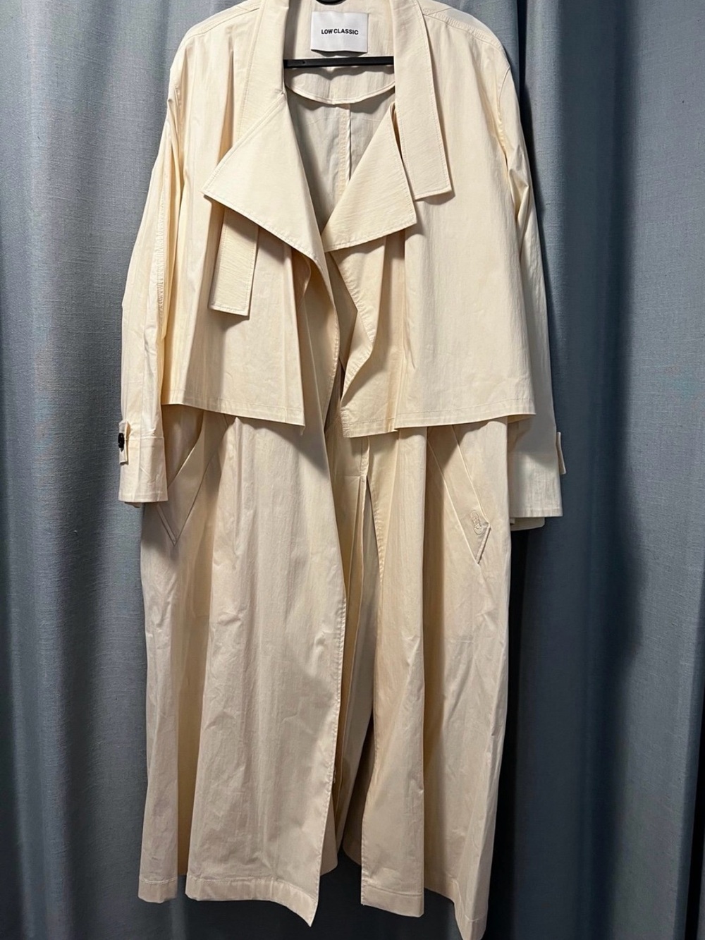 LOW CLASSIC Women's Cream Trench Coat - Long Lightweight Overcoat XS